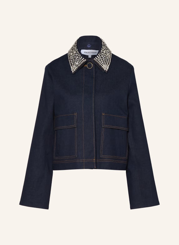 Veronica Beard Džínová bunda BARRINGTON s ozdobnými kamínky TMAVĚ MODRÁ