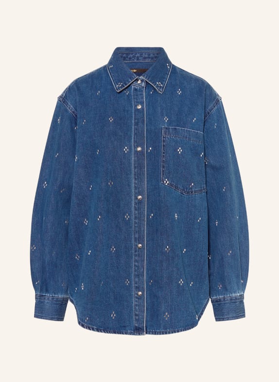 maje Jeansbluse mit Schmucksteinen BLAU