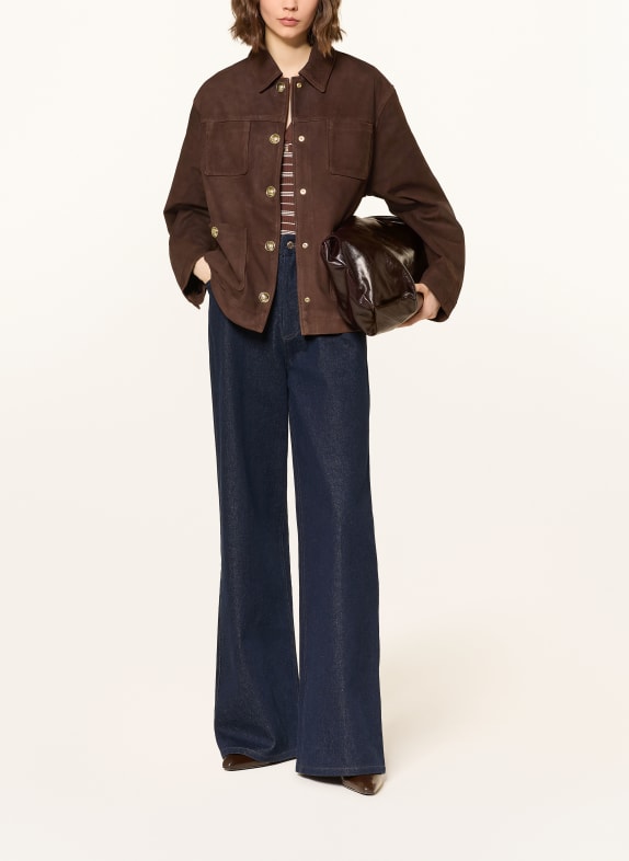 SANDRO Lederjacke DUNKELBRAUN