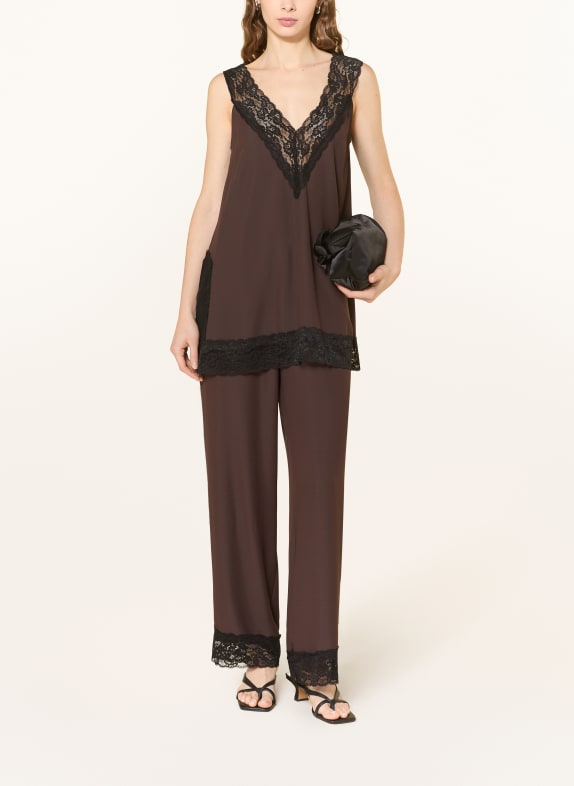Stylein Broek MONTERONI met kant MARRON FONCÉ