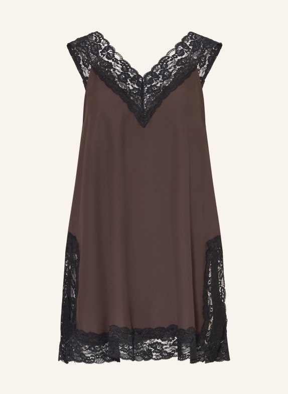 Stylein Top MIETTE mit Spitze DUNKELBRAUN / SCHWARZ