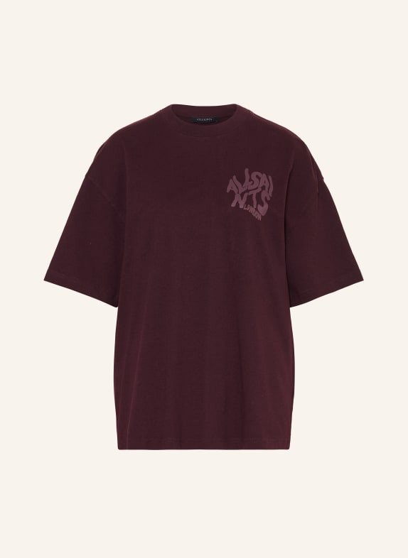 ALLSAINTS Tričko ORLANDO ETTA TMAVĚ ČERVENÁ