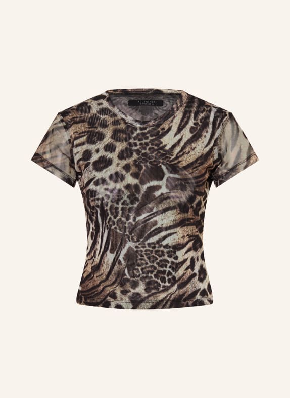 ALLSAINTS Tričko ELLIE ČERNÁ / SVĚTLE HNĚDÁ