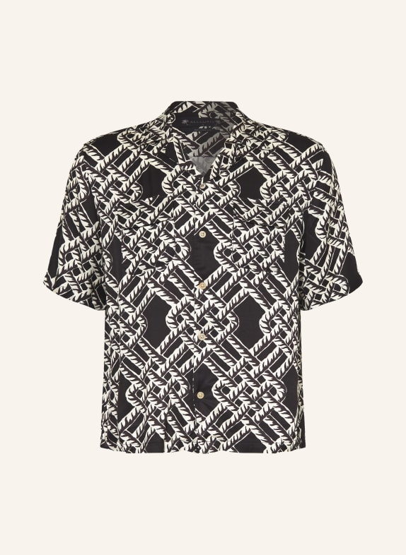 ALLSAINTS Saténová košile TWINED Relaxed Fit ČERNÁ / BÍLÁ