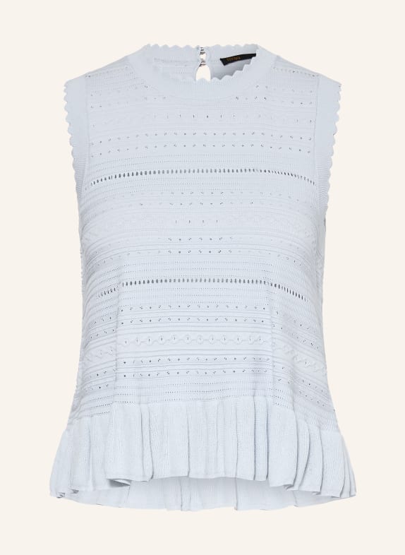 maje Dzianinowy top z falbanami JASNONIEBIESKI