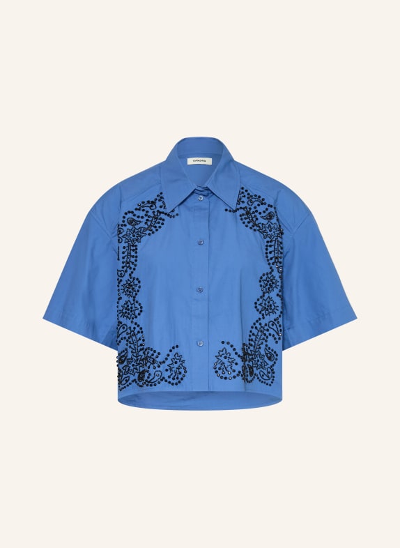 SANDRO Hemdbluse mit Schmucksteinen BLAU