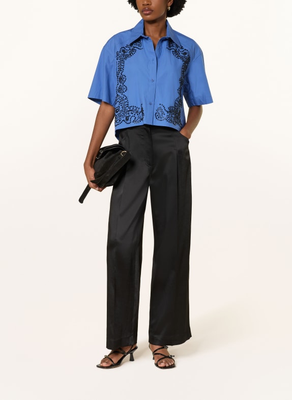SANDRO Hemdbluse mit Schmucksteinen BLAU
