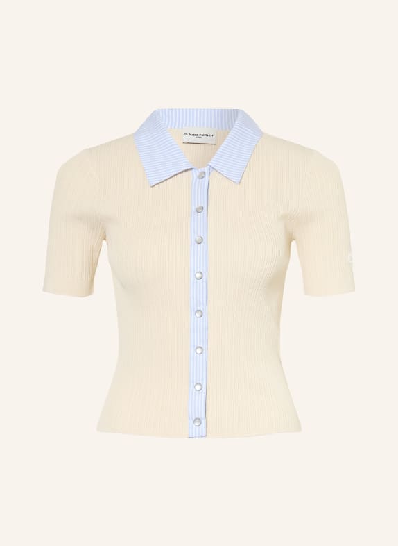 CLAUDIE PIERLOT Strickjacke im Materialmix ECRU / HELLBLAU