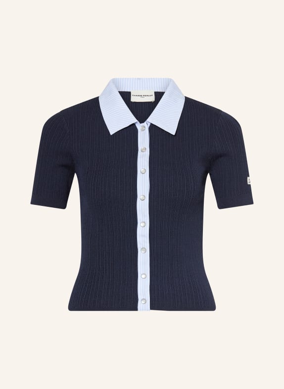 CLAUDIE PIERLOT Strickjacke im Materialmix DUNKELBLAU / HELLBLAU