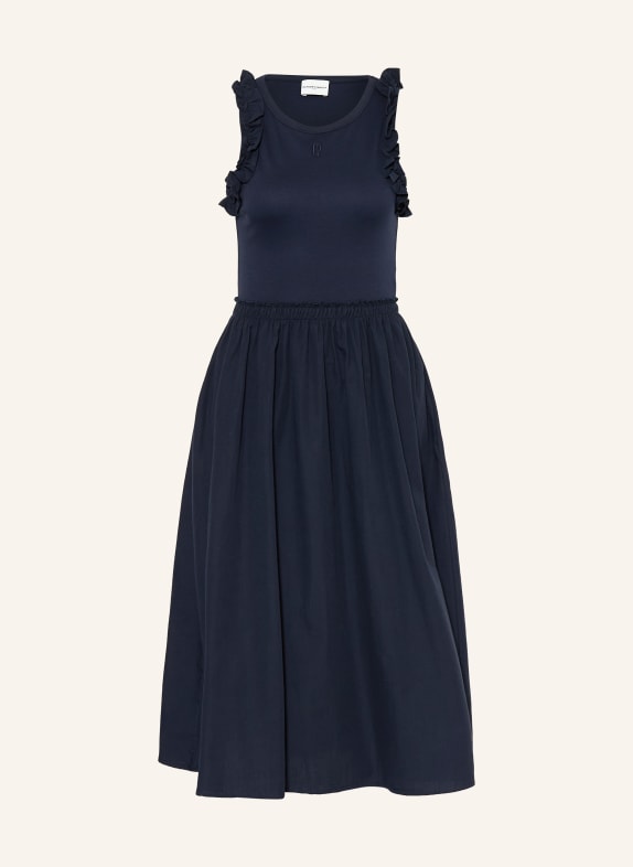 CLAUDIE PIERLOT Kleid im Materialmix mit Rüschen DUNKELBLAU