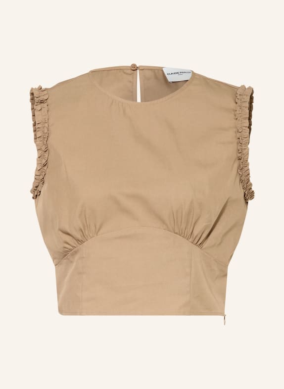 CLAUDIE PIERLOT Cropped-Top mit Rüschen HELLBRAUN