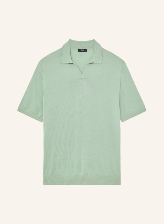 REISS Strick-Poloshirt DUCHIE aus Merinowolle HELLGRÜN