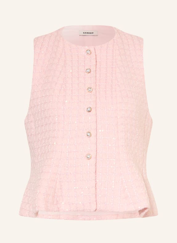 SANDRO Bouclé-Weste mit Pailletten ROSA