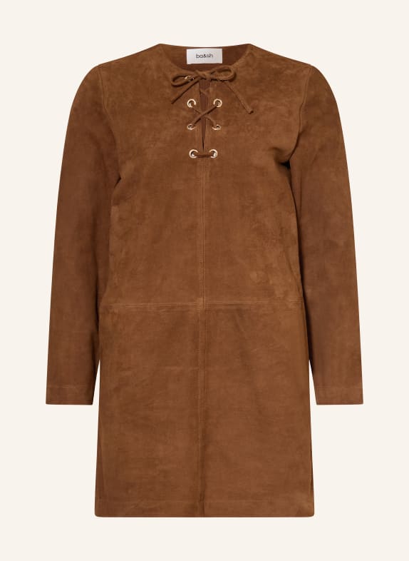 ba&sh Kožené šaty SEDA HNĚDÁ