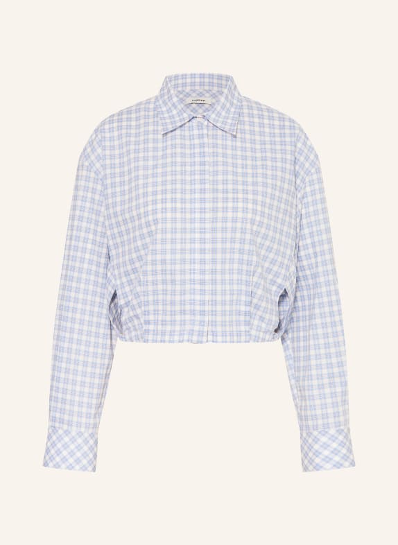 SANDRO Cropped-Hemdbluse mit Cut-outs HELLBLAU / GRAU / WEISS