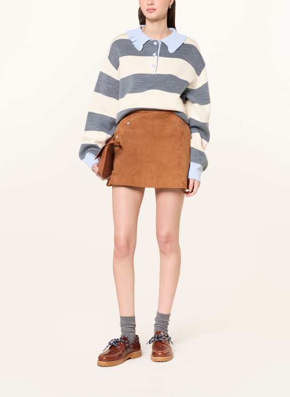 CLAUDIE PIERLOT Lederrock CAMEL
