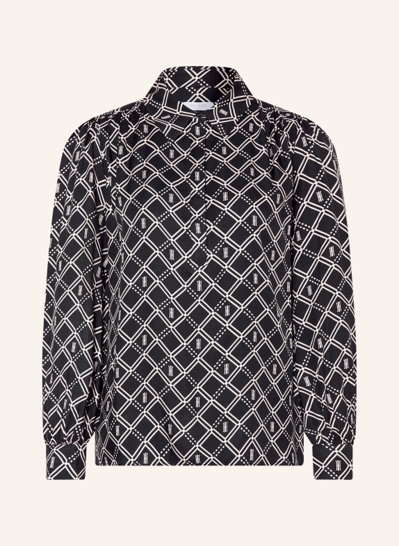 HOBBS Košile PAULINA ze saténu ČERNÁ / BÍLÁ