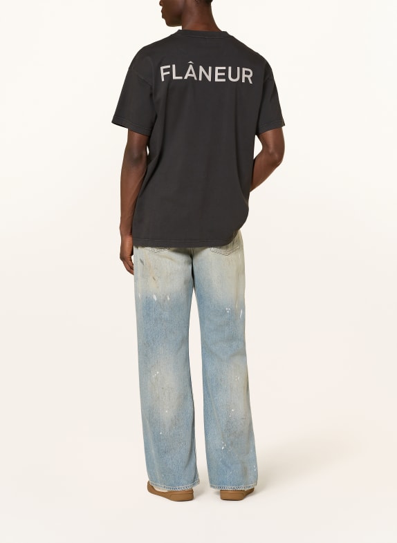 FLÂNEUR Oversized shirt DOUBLE LOGO DONKERGRIJS / CRÈME