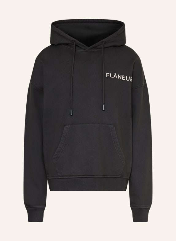 FLÂNEUR Hoodie DOUBLE LOGO DUNKELGRAU / CREME