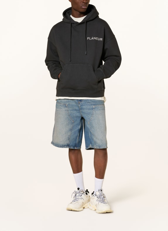 FLÂNEUR Hoodie DOUBLE LOGO DONKERGRIJS / CRÈME
