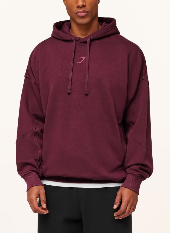 GYMSHARK Sweat à capuche oversize POWER ORIGINALS ROUGE FONCÉ