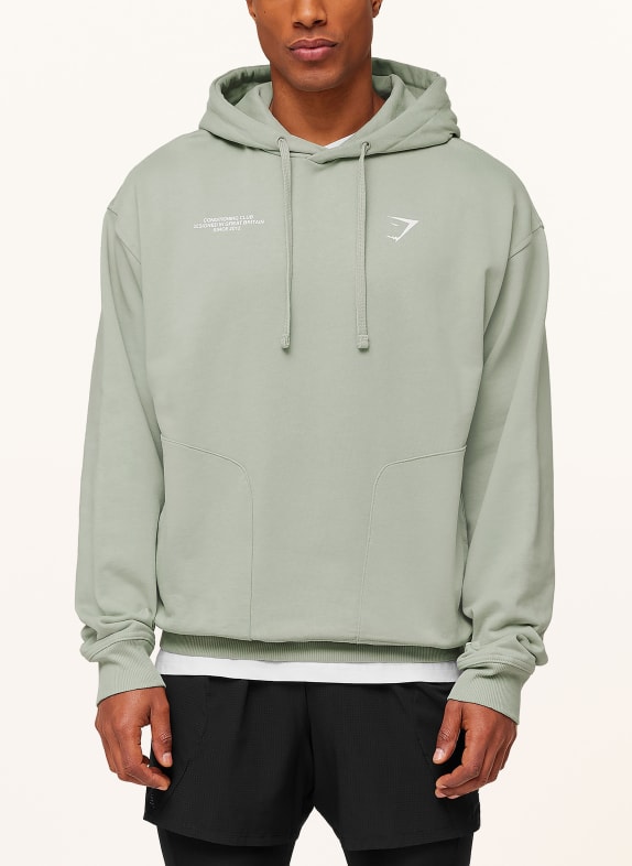 GYMSHARK Sweat à capuche oversize CONDITIONING CLUB VERT CLAIR