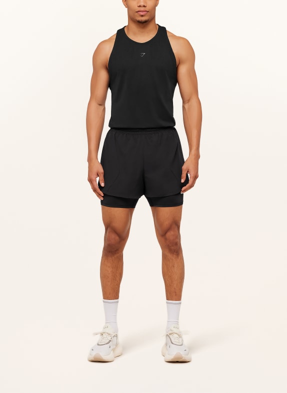 GYMSHARK 2-in-1-Laufshorts BETTER LEVEL SCHWARZ