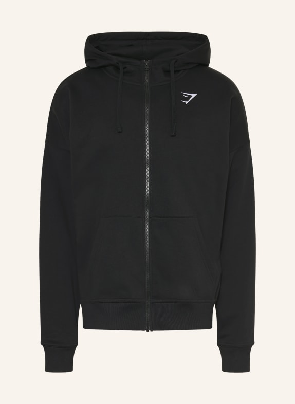 GYMSHARK Oversized-Sweatjacke CREST SCHWARZ
