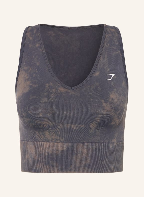 GYMSHARK Cropped-Top EVERYDAY SEAMLESS WASHED DUNKELGRAU / HELLBRAUN