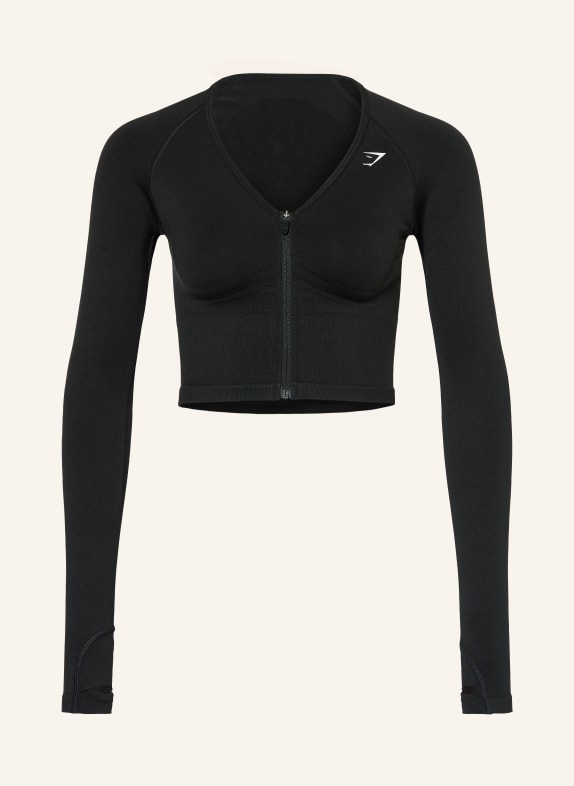 GYMSHARK Trainingsjacke LIFT SEAMLESS SCHWARZ