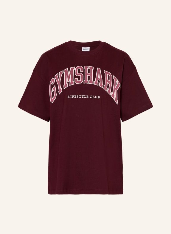 GYMSHARK T-Shirt GFX COLLEGIATE LIFESTYLE DUNKELROT / ALTROSA