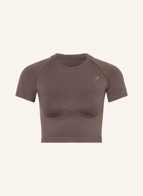 GYMSHARK Cropped-Shirt LIFT SEAMLESS DUNKELBRAUN
