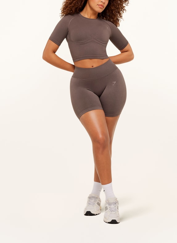 GYMSHARK Cropped-Shirt LIFT SEAMLESS DUNKELBRAUN