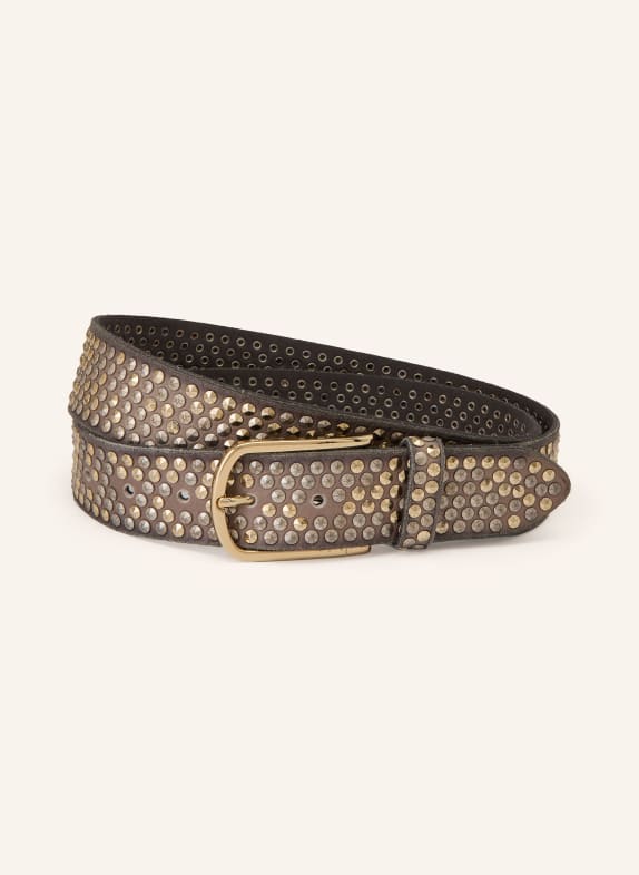 b.belt Ledergürtel ZOE mit Nieten TAUPE / GOLD