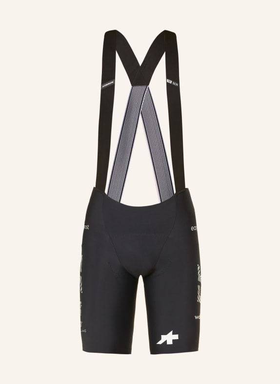 ASSOS Radhose EQUIPE S11 EF 2026 mit Trägern und gepolstertem Einsatz SCHWARZ / SILBER