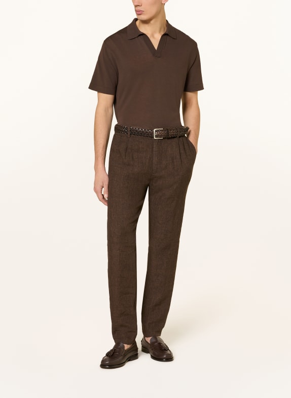 CRUNA Linnen broek Extra Slim Fit MARRON FONCÉ