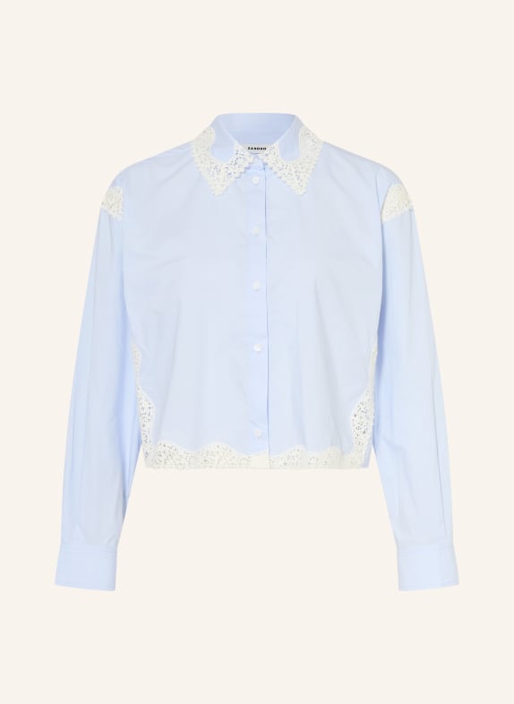 SANDRO Hemdbluse mit Spitze HELLBLAU / ECRU