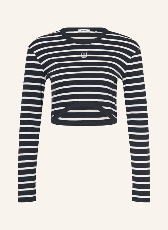 SANDRO Krótki rękaw z długim rękawem GRANATOWY / BIAŁY