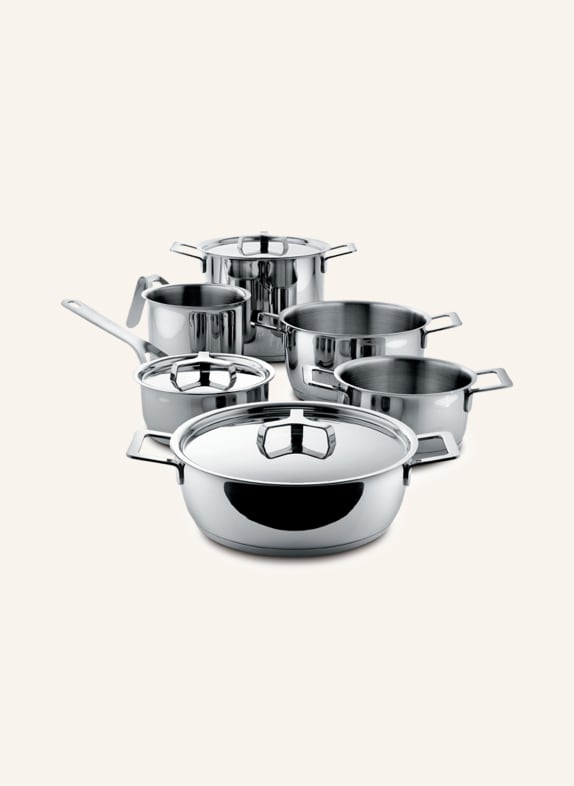 ALESSI 9-tlg. Kochgeschirr-Set POTS&PANS SILBER