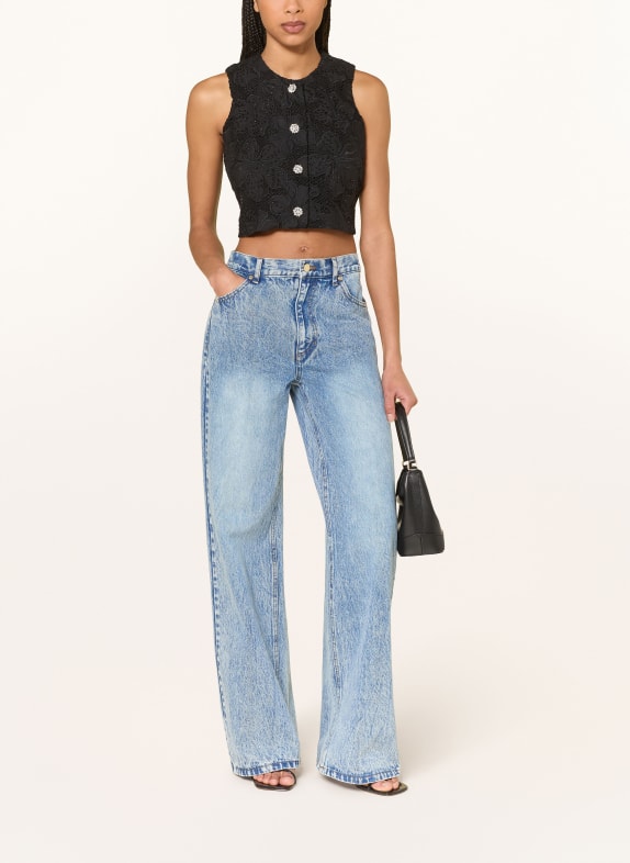 SANDRO Cropped-Top mit Schmuckperlen SCHWARZ