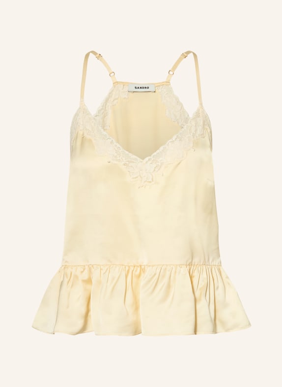 SANDRO Satintop mit Spitze ECRU