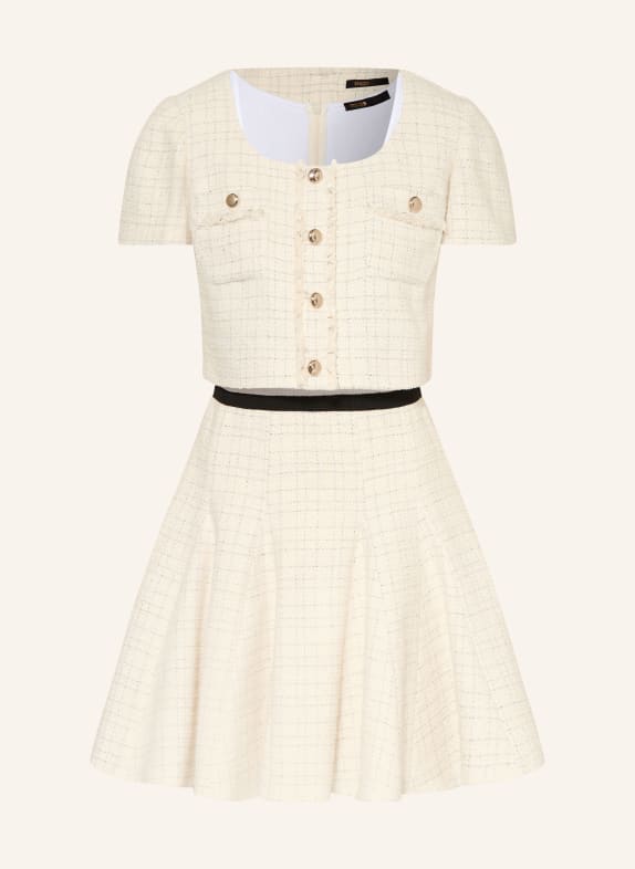 maje Set: Kleid und Tweed-Blazer mit Glitzergarn CREME / BLAU / WEISS