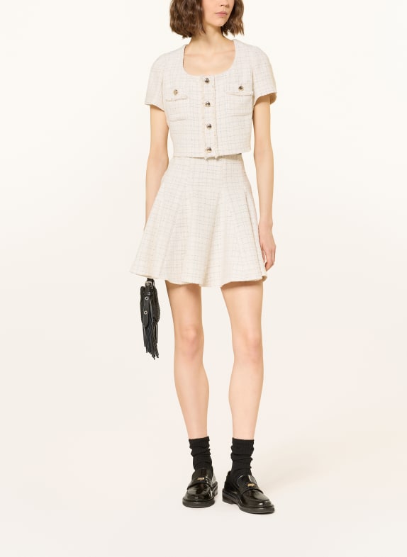 maje Set: Kleid und Tweed-Blazer mit Glitzergarn CREME / BLAU / WEISS