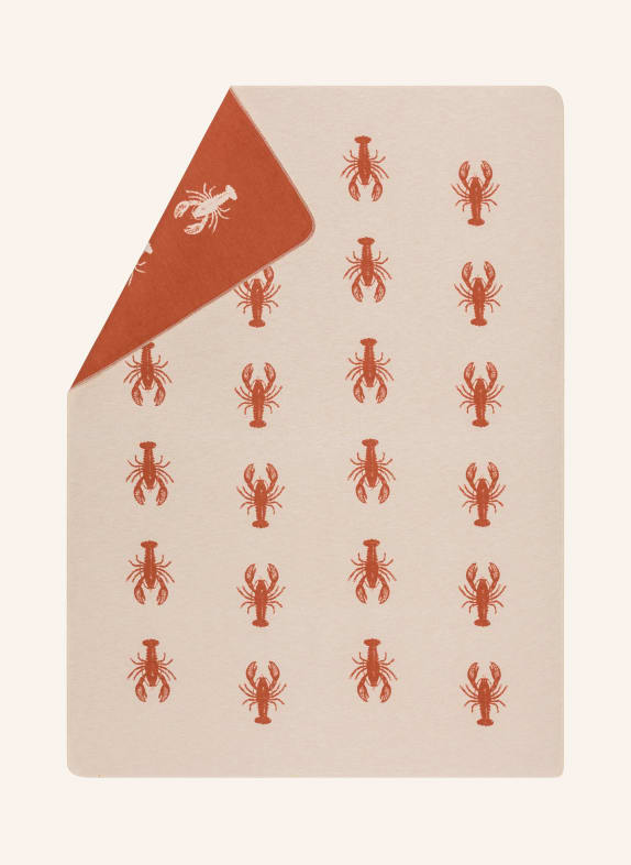 David Fussenegger Plaid SILVRETTA KREMOWY / CZERWONY