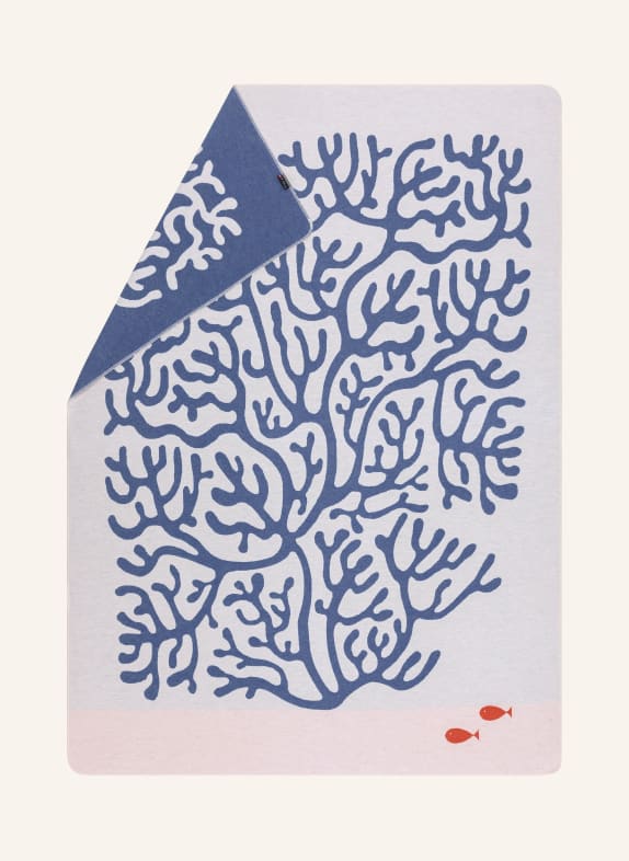 David Fussenegger Plaid SILVRETTA KREMOWY / CZERWONY / JASNONIEBIESKI