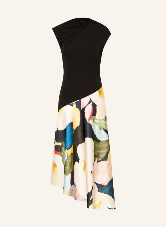 TED BAKER Klänning AESLYN i materialmix SVART / GRÄDDE / GUL