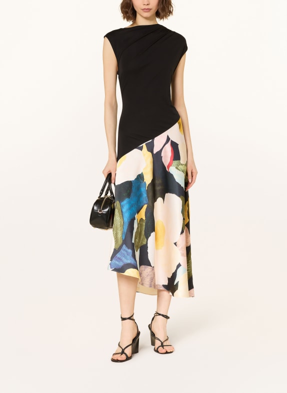 TED BAKER Rochia AESLYN din material mixt NEGRU / CREM / GALBEN