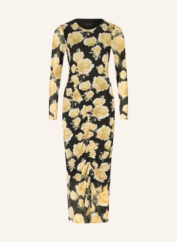 TED BAKER Mesh-Kleid ELVYN SCHWARZ / GELB / GRÜN
