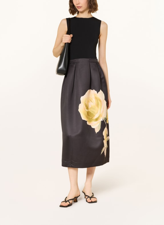 TED BAKER Rochie VERINIE din material mixt NEGRU / GALBEN / VERDE