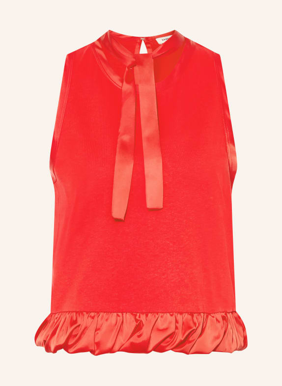 SANDRO Top im Materialmix mit Schluppe ROT